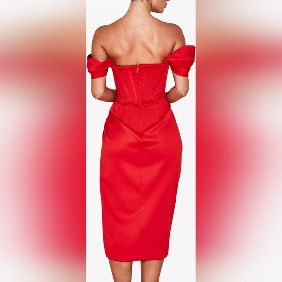 HOUSE OF CB Loretta off-shoulder satin midi dress L+ - Picture 7 of 17